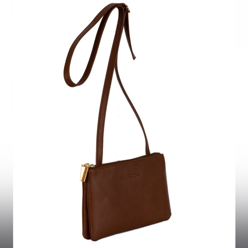 Kelly Tooke Marion Leather Crossbody small purse bag brown leather gold hardware